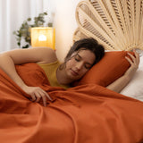 Originele therapiedeken - Gewichtsdeken met katoenen hoes in roestrood voor volwassenen