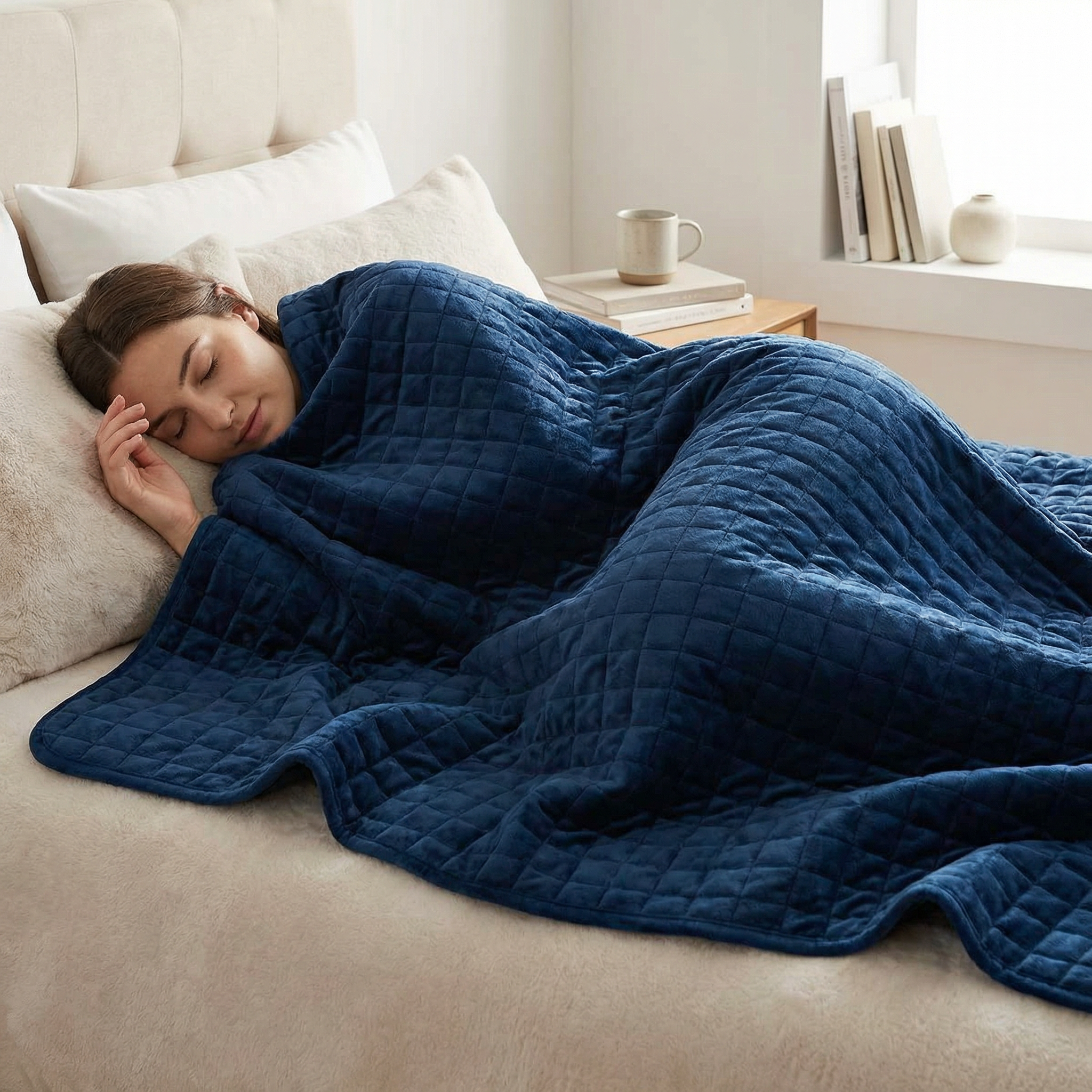 Originele therapiedeken - Gewichtsdeken met 4-seizoenen hoes in blauw voor volwassenen