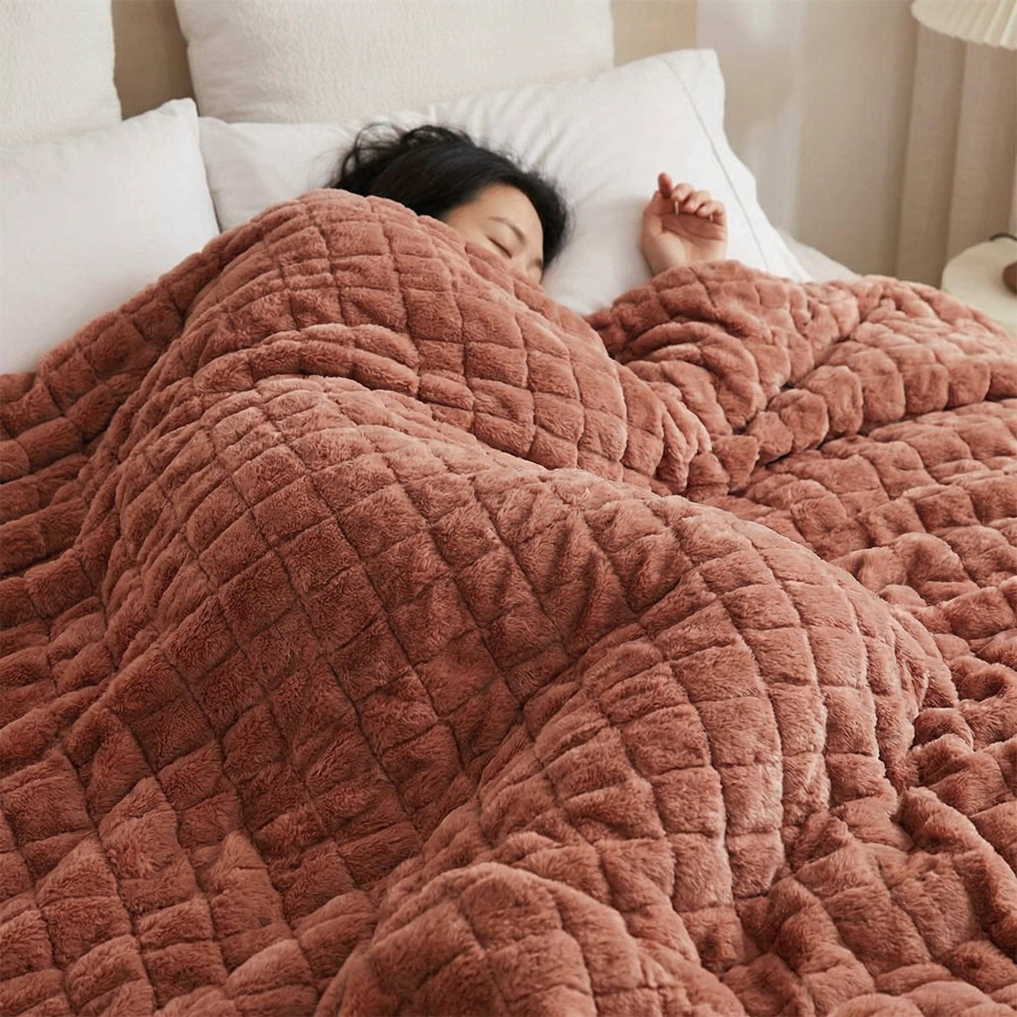 Original Therapiedecke - Gewichtsdecke mit 4-Jahreszeiten Bezug in Puderrosa für Erwachsene