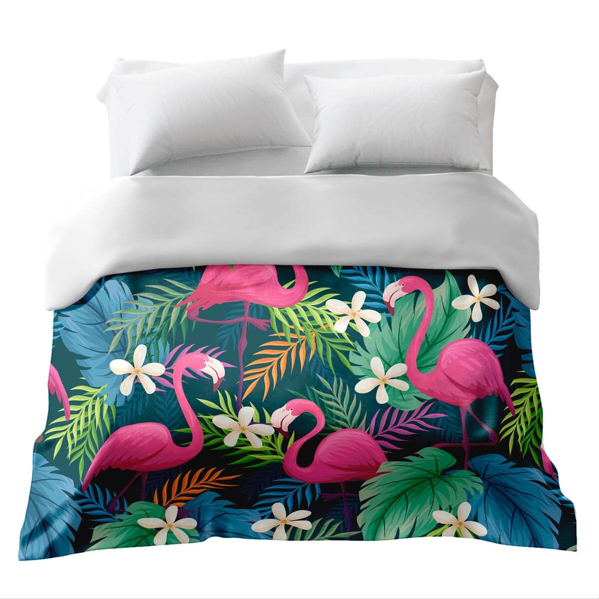 Originele therapiedeken - katoenen hoes roze flamingo's