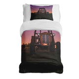 Therapiedekens beddengoed set paars met tractor
