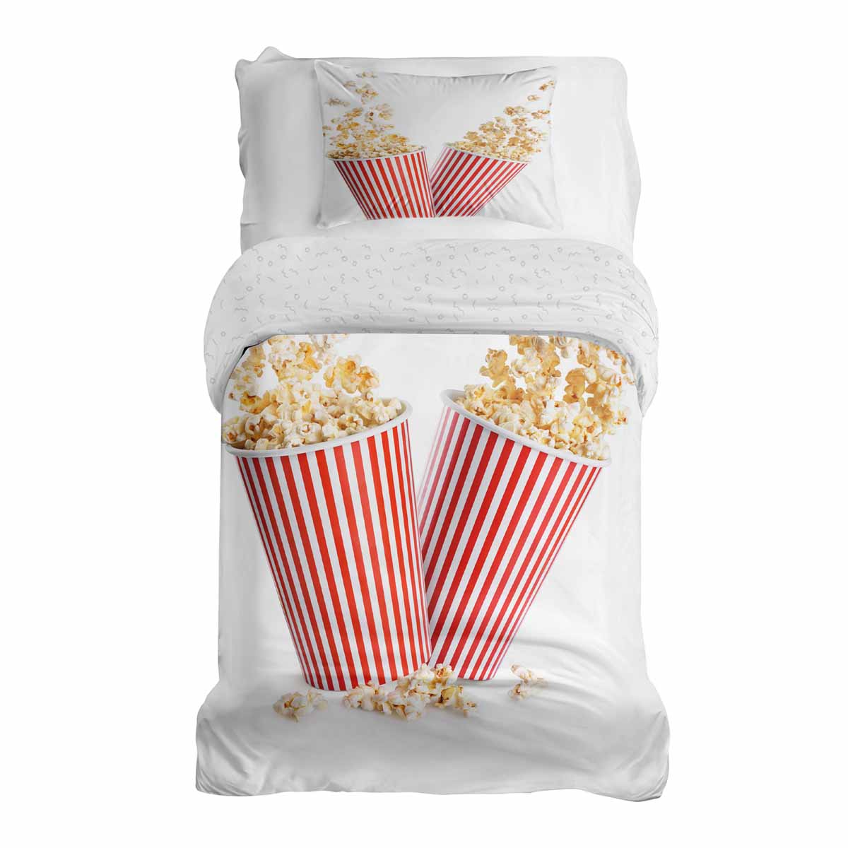 Original Therapiedecke - Baumwoll Bettwäsche Set Weiß mit Popcorn