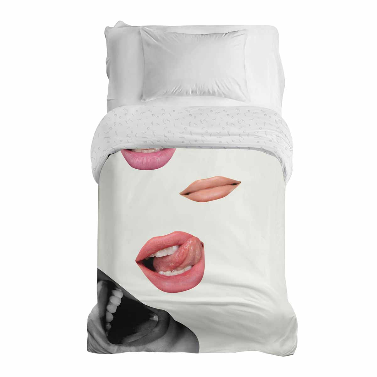 Originele therapiedeken - katoenen hoes wit met lippen