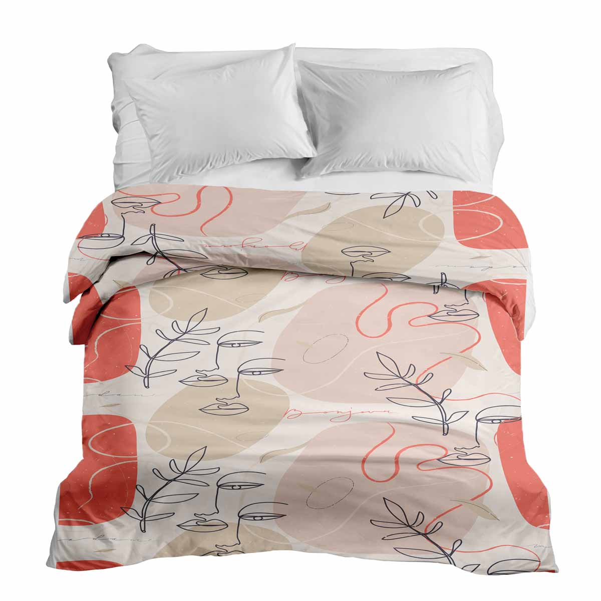 Original Therapiedecke - Baumwollbezug Beige mit abstraktem Gesicht