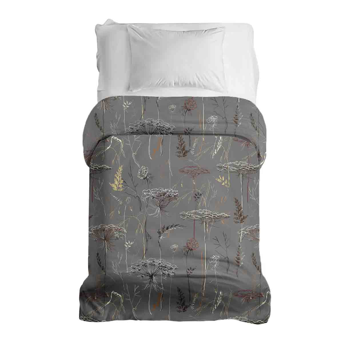 Original Therapiedecke - Baumwollbezug Grau mit goldenen Pflanzen