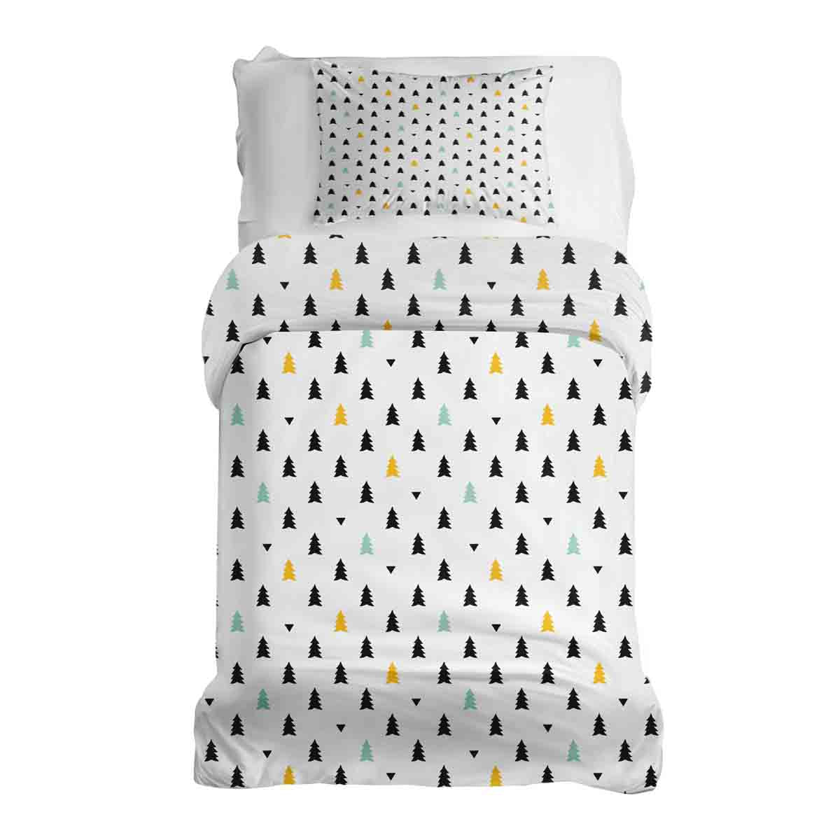 Original Therapiedecke - Baumwoll Bettwäsche Set mit kleinen Tannenbäumen
