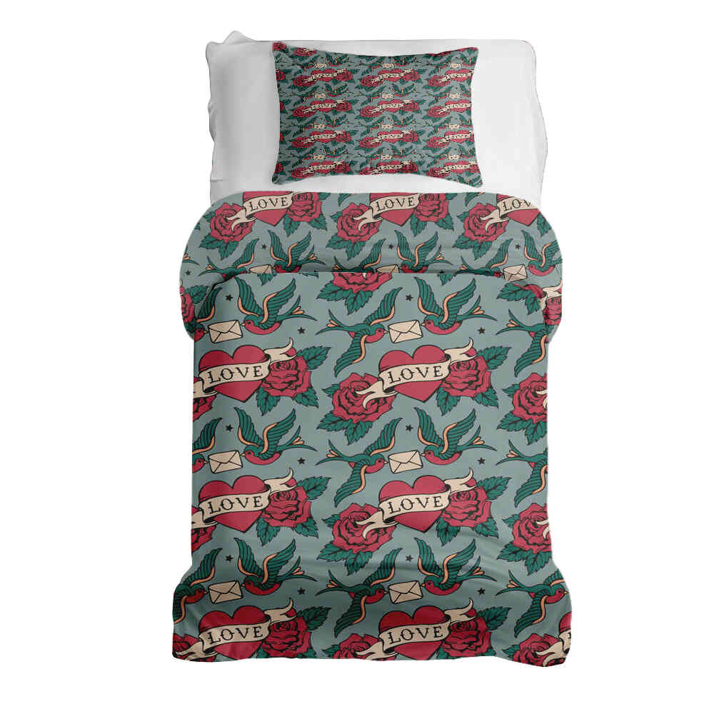 Original Therapiedecke - Baumwoll Bettwäsche Set Love Tattoo