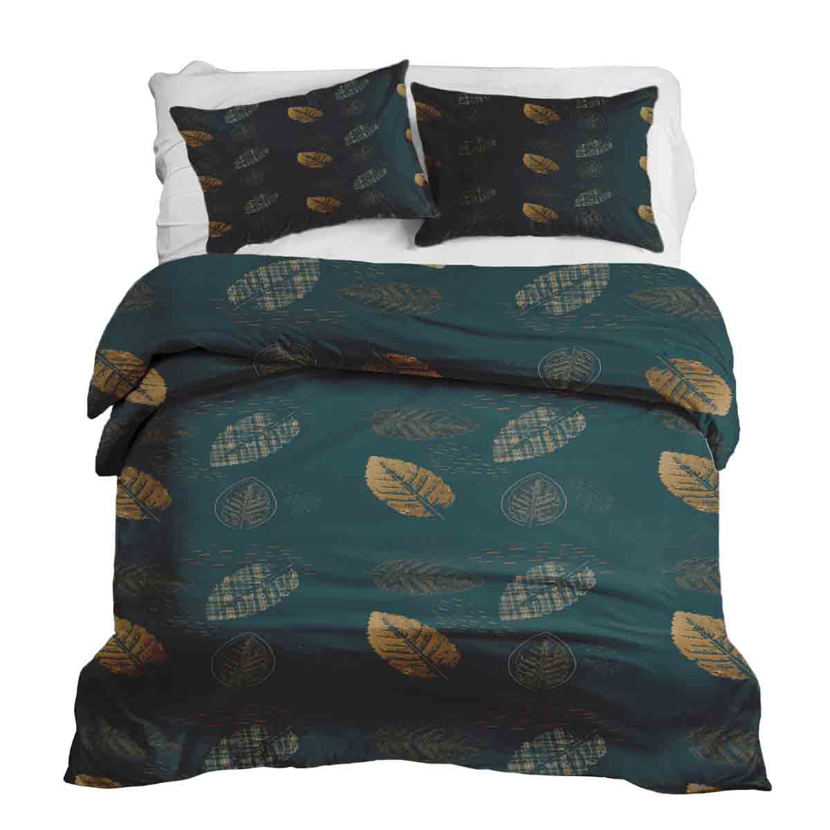 Therapiedekens beddengoed set groen met gouden blad