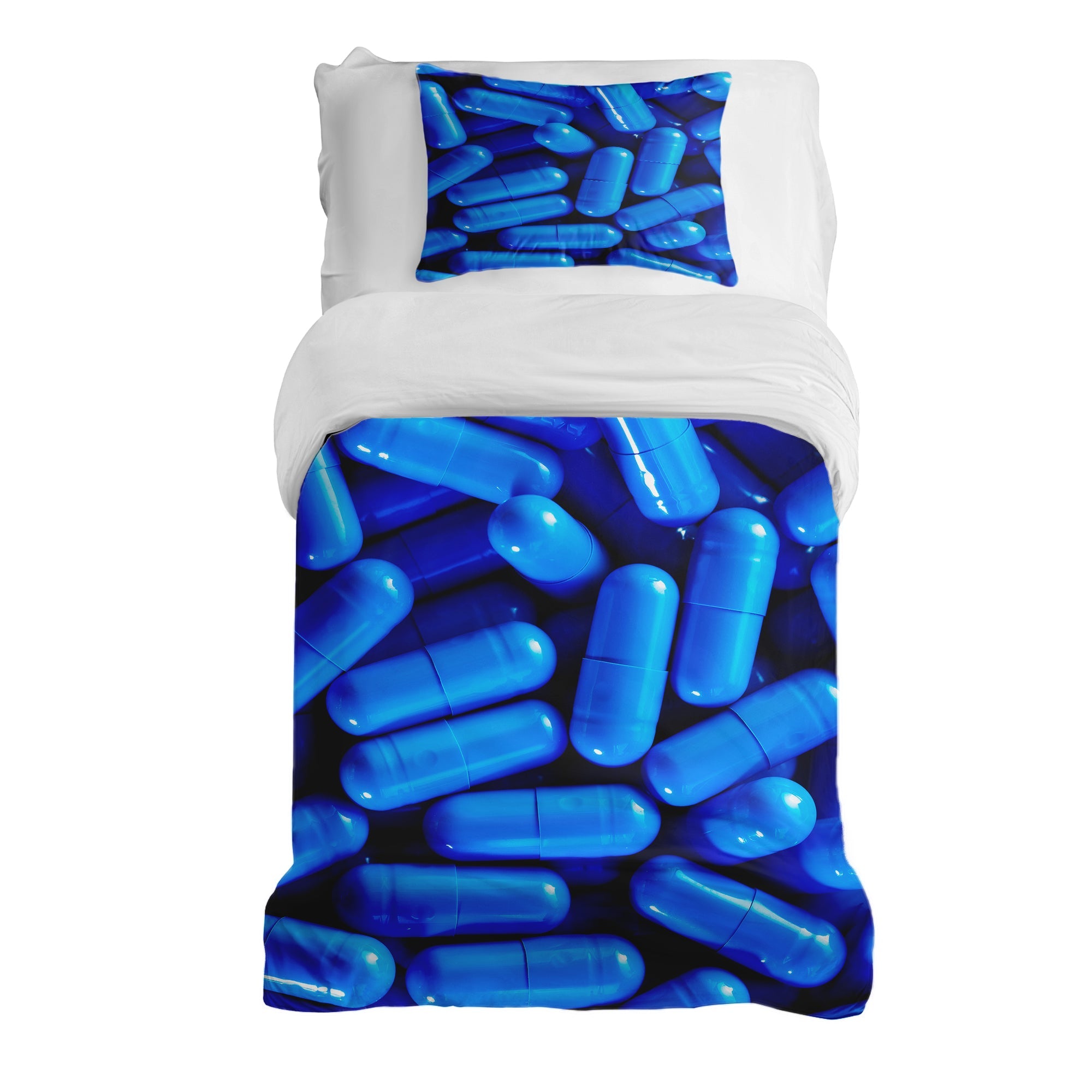 Original Therapiedecke - Baumwoll Bettwäsche Set Blau Tabletten