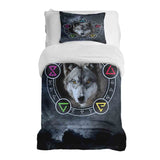 Therapiedekens beddengoed set grijs met wolf