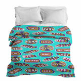 Originele therapiedeken - katoenen hoes turquoise met spreuken