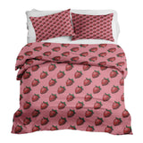 Therapiedekens beddengoedset roze met aardbeien