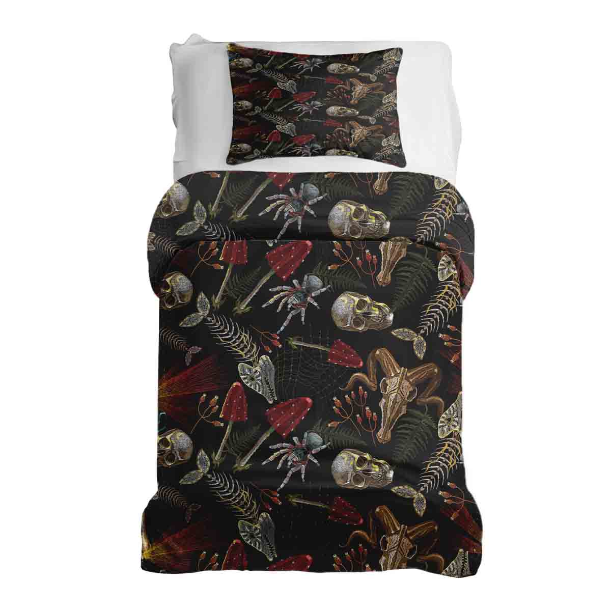 Original Therapiedecke - Baumwoll Bettwäsche Set Halloween Skelett