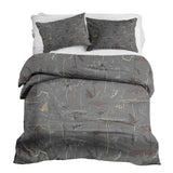Therapiedekens beddengoedset grijs met gouden planten