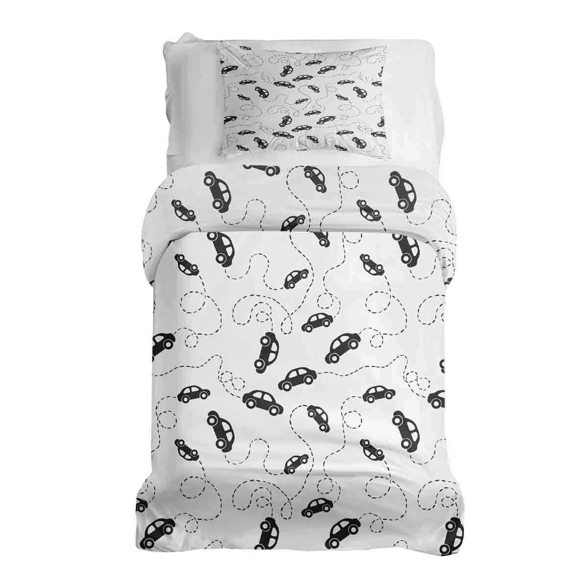 Original Therapiedecke - Baumwoll Bettwäsche Set mit schwarzen Autos