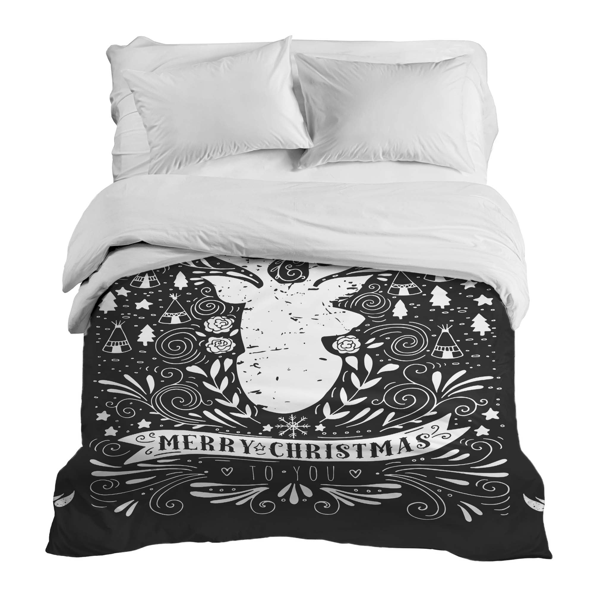 Original Therapiedecke - Baumwollbezug Schwarz Merry Christmas