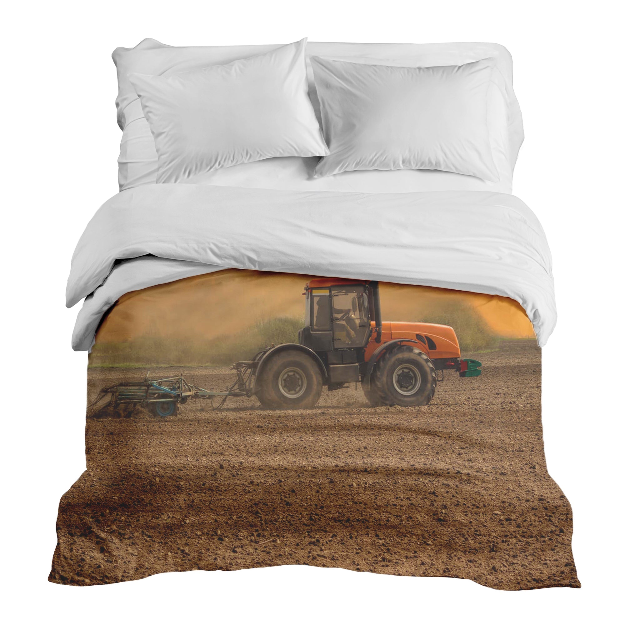 Originele therapiedeken - katoenen hoes tractor met aanhanger