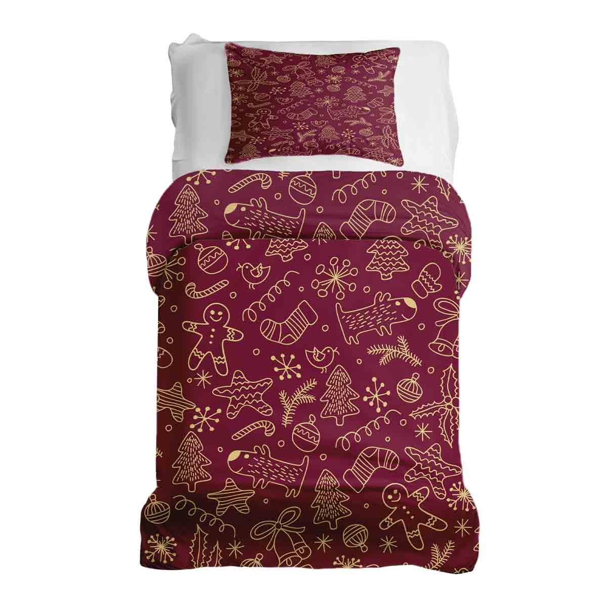 Therapiedekens beddengoedset rood met grappige kerstmotieven