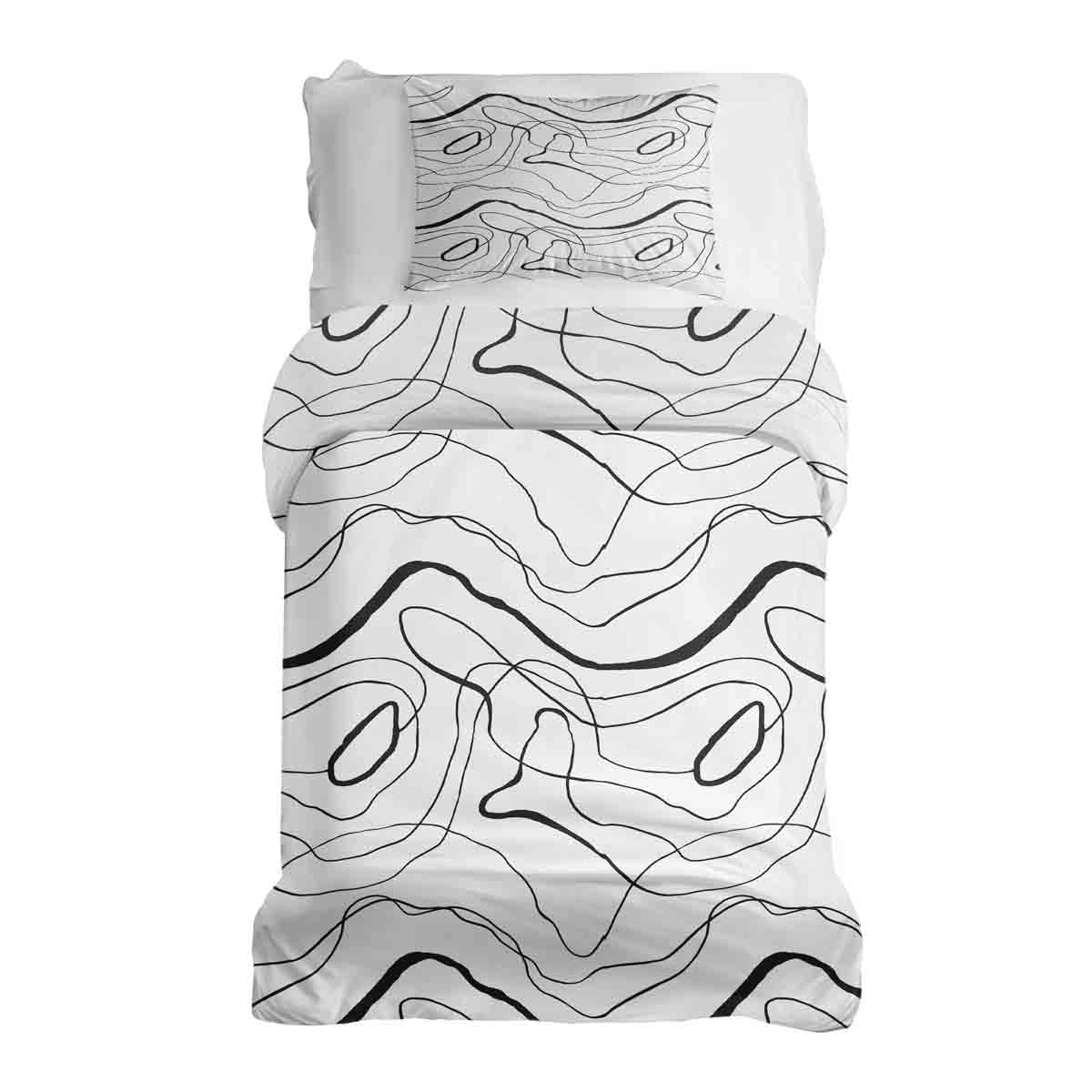 Original Therapiedecke - Baumwoll Bettwäsche Set mit schwarzen Schlangenlinien