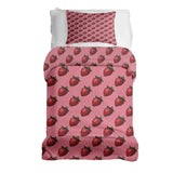 Therapiedekens beddengoedset roze met aardbeien