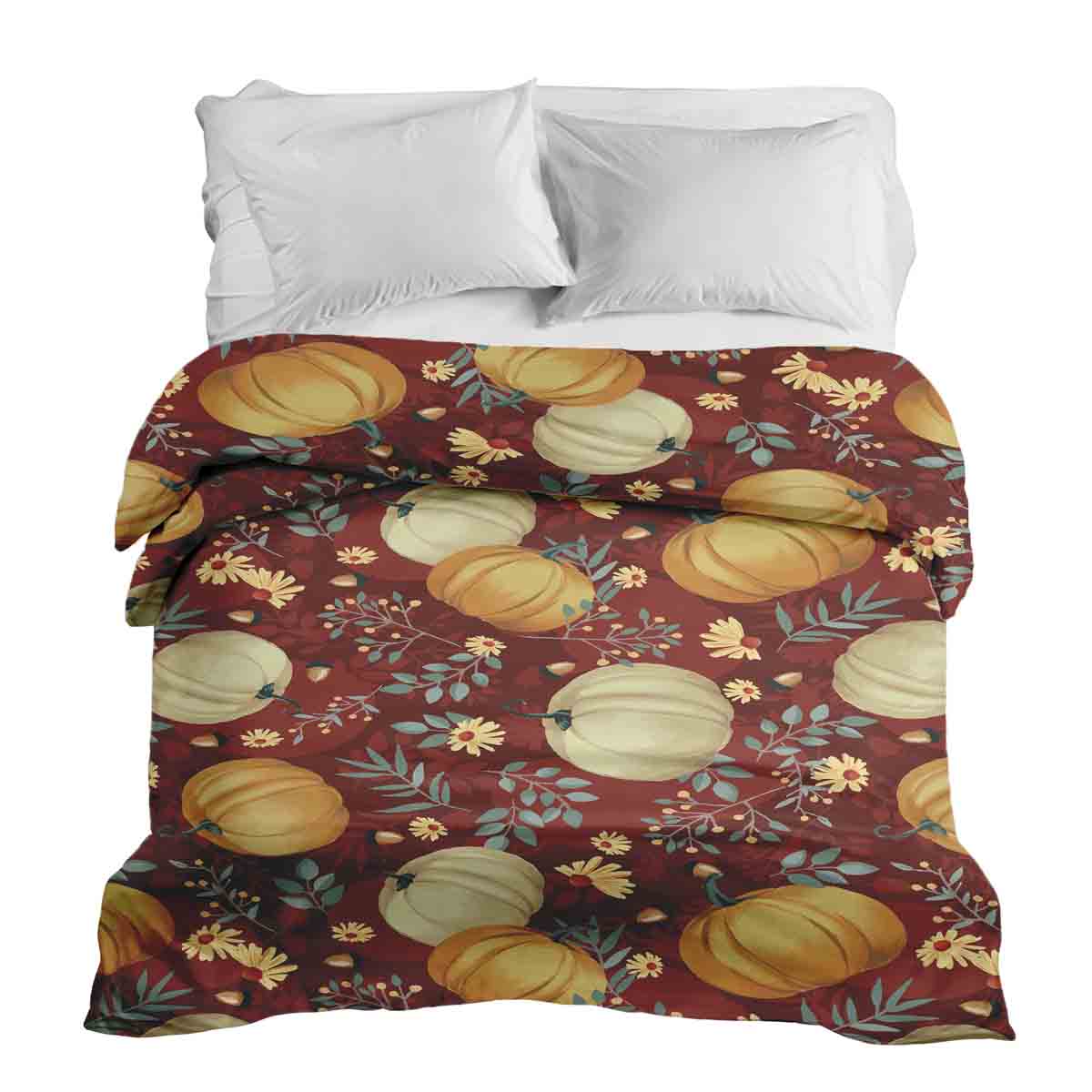 Originele therapiedeken - katoenen hoes rood met pompoenen