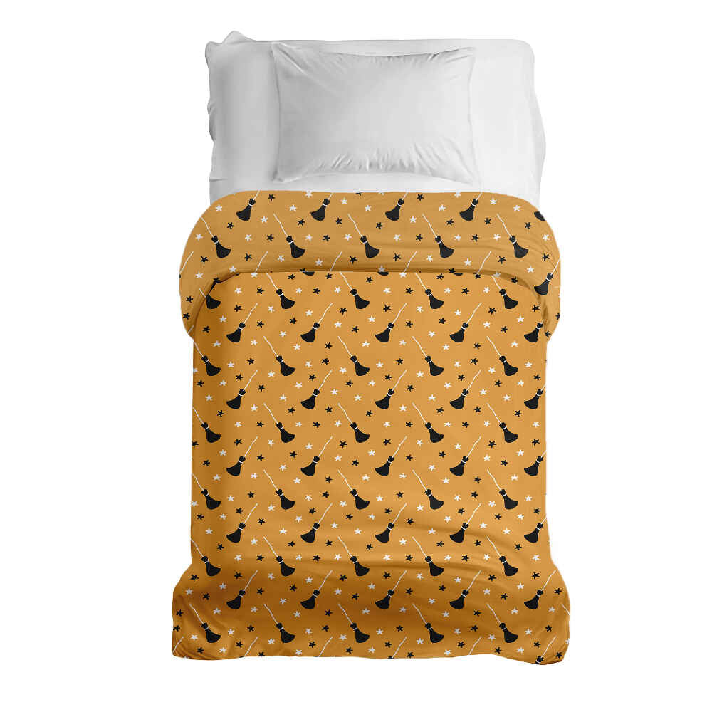 Originele therapiedeken - katoenen hoes oranje met Potter's bezem