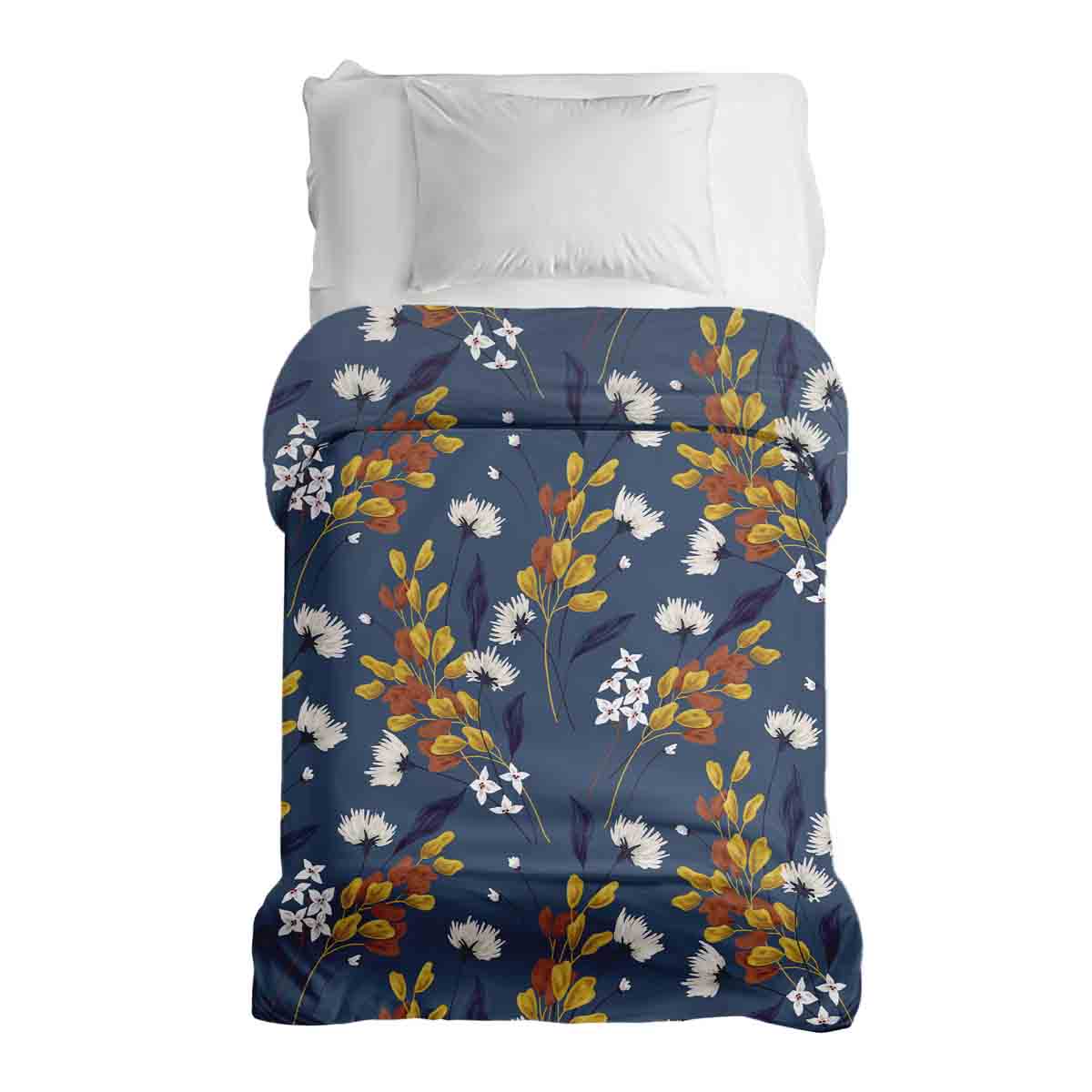 Originele therapiedeken - katoenen hoes blauw met boeket bloemen
