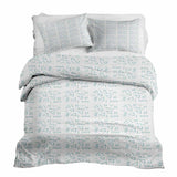 Therapiedekens beddengoed set wit met blauwe vormen