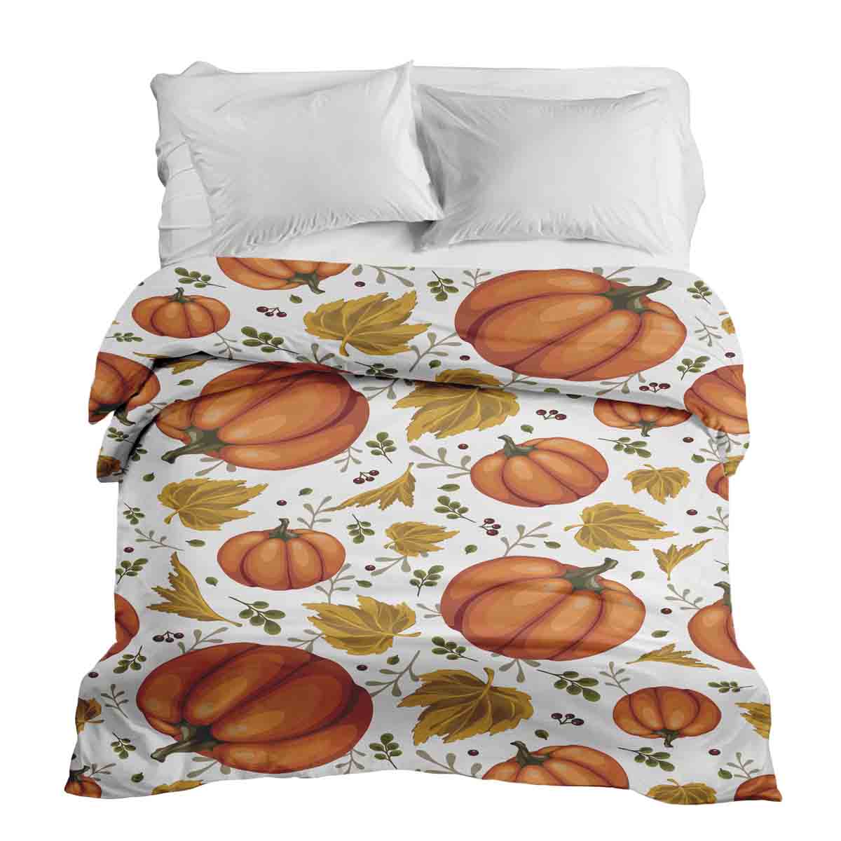Original Therapiedecke - Baumwollbezug Weiß mit großen Kürbissen