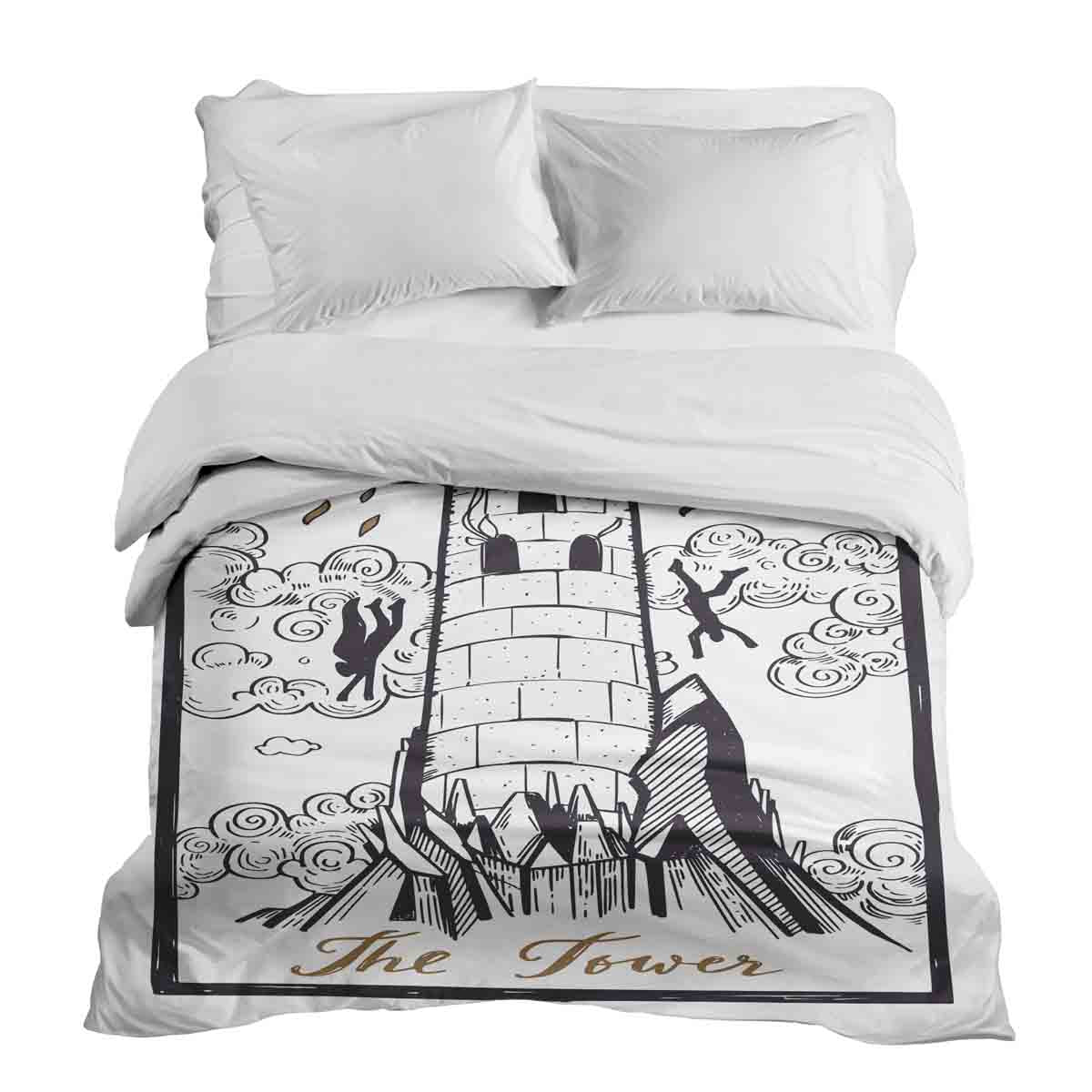 Originele therapiedeken - katoenen hoes wit met toren