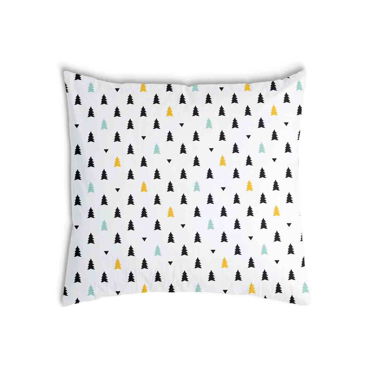 Gezondheidskussen wit met kleine dennenbomen
