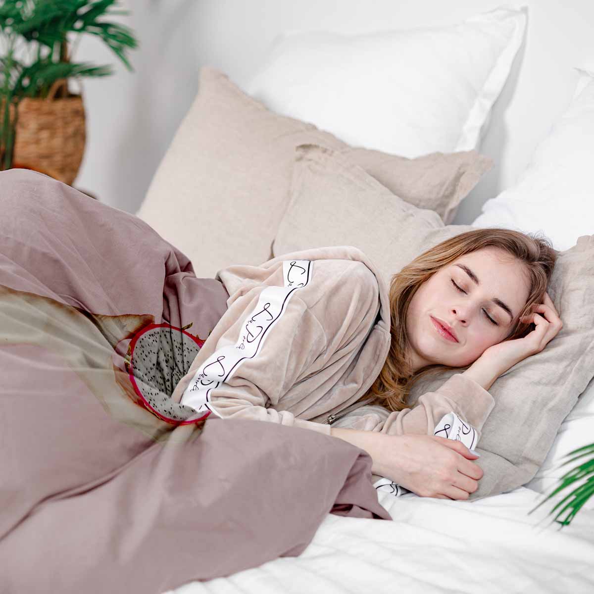 Therapiedekens beddengoed set roze met drakenfruit