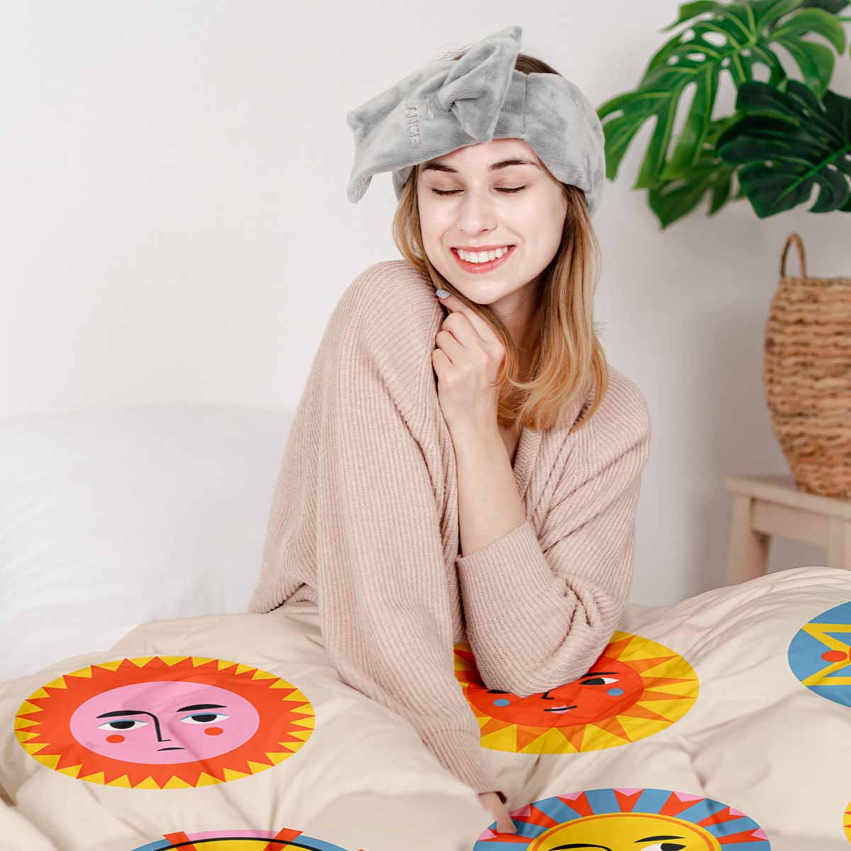 Original Therapiedecke - Baumwoll Bettwäsche Set Beige mit Sonnen