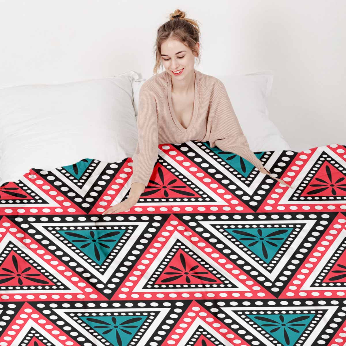 Original Therapiedecke - Baumwoll Bettwäsche Set mit bunten Dreiecken