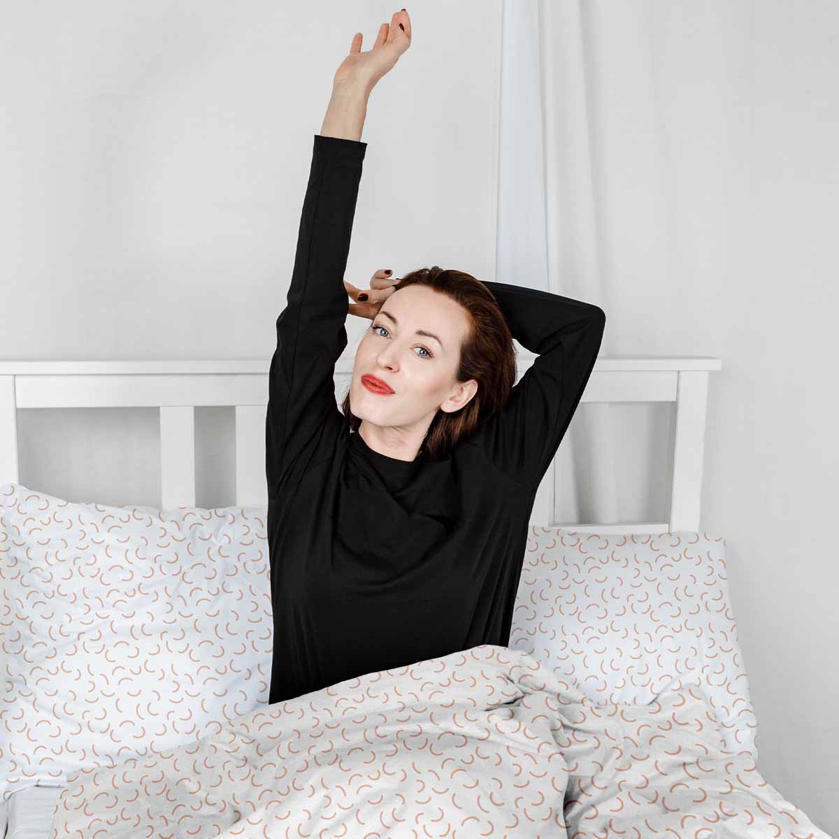 Originele therapiedeken - katoenen hoes wit met halve cirkels