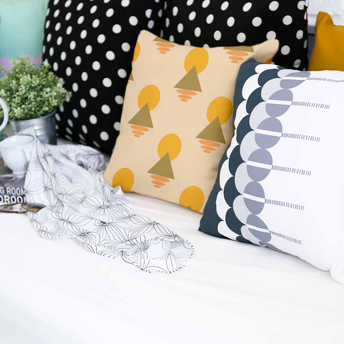 Gezondheidskussen met gele vormen