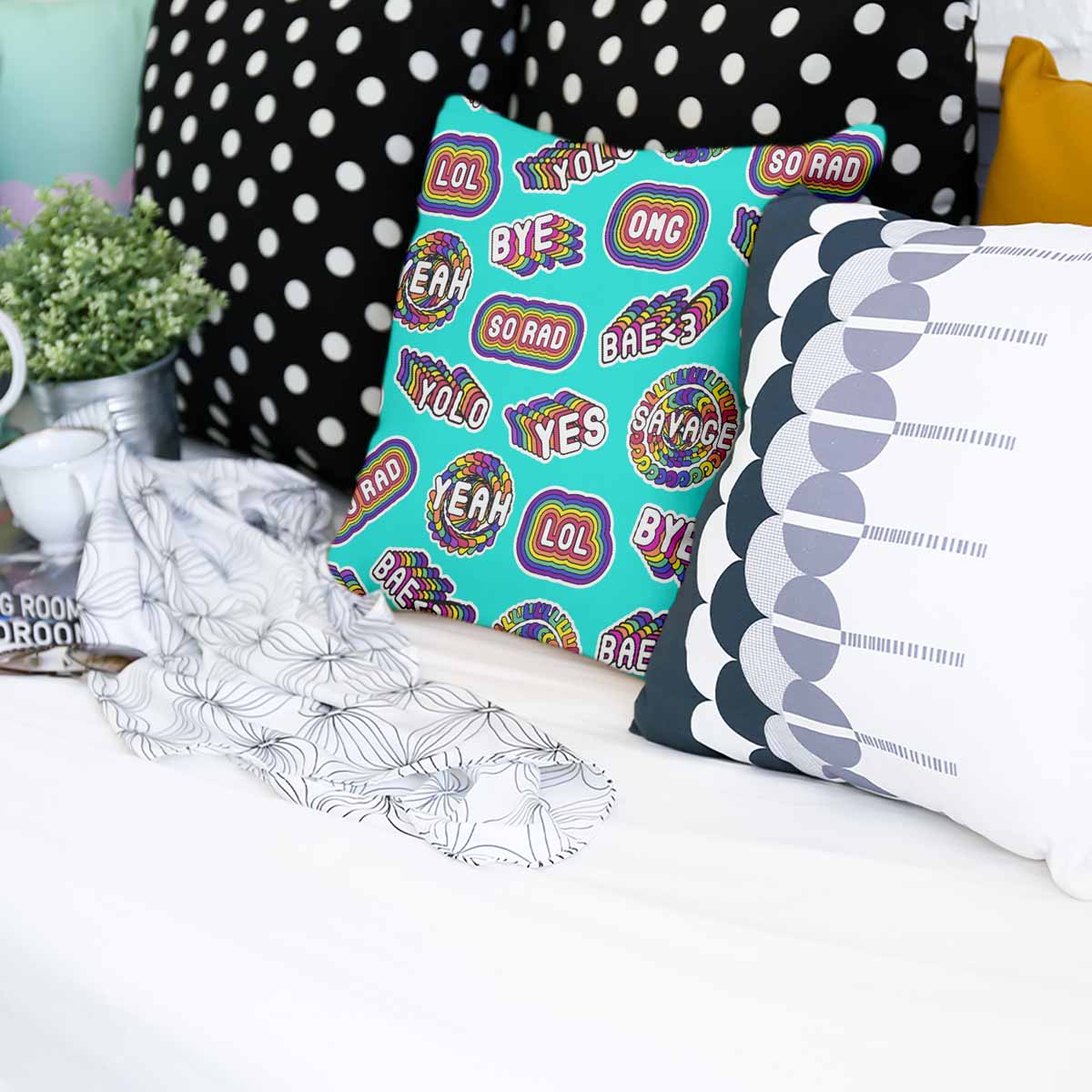 Gesundheitskissen Türkis mit Sprüchen