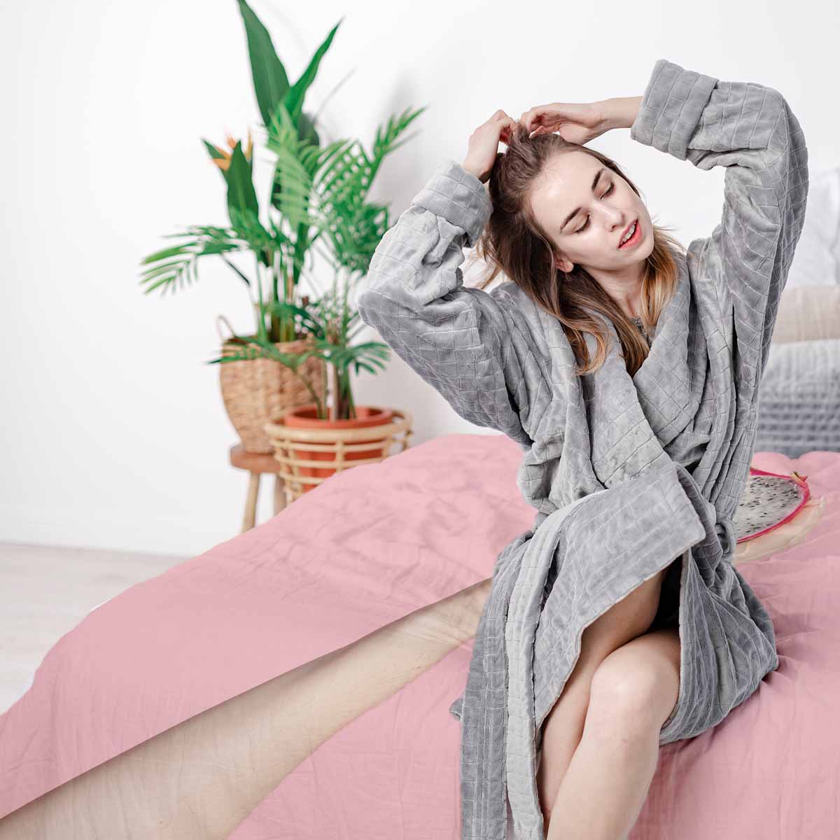 Therapiedekens beddengoed set roze met drakenfruit