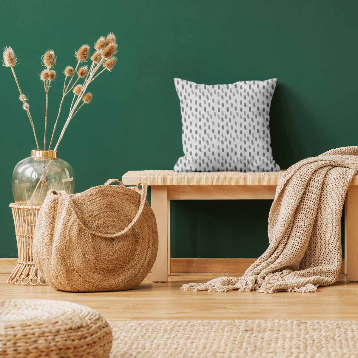 Gezondheidskussen wit met grijze stippen