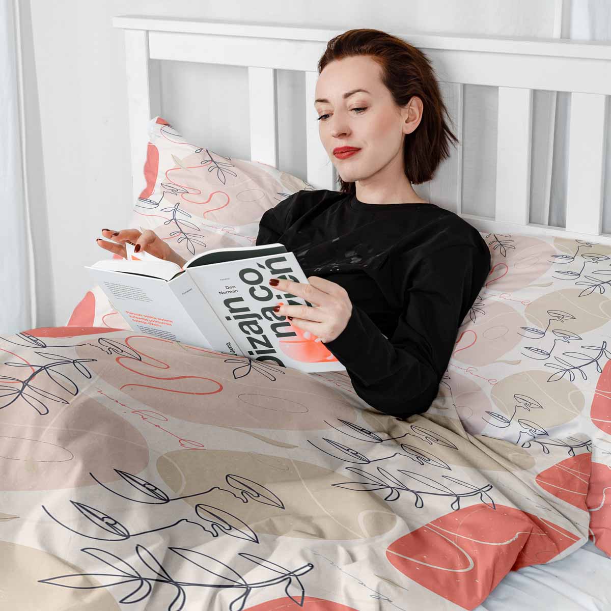 Original Therapiedecke - Baumwoll Bettwäsche Set Beige mit abstraktem Gesicht