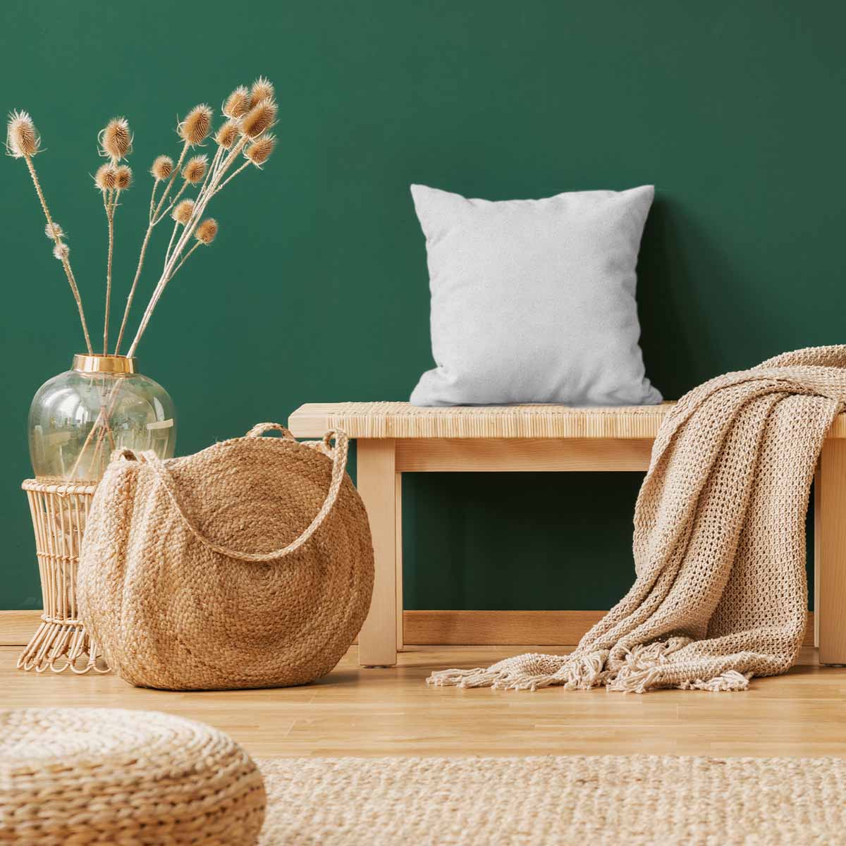 Gezondheidskussen wit met delicate bloemen