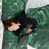 Therapiedekens beddengoed set met Monstera plant