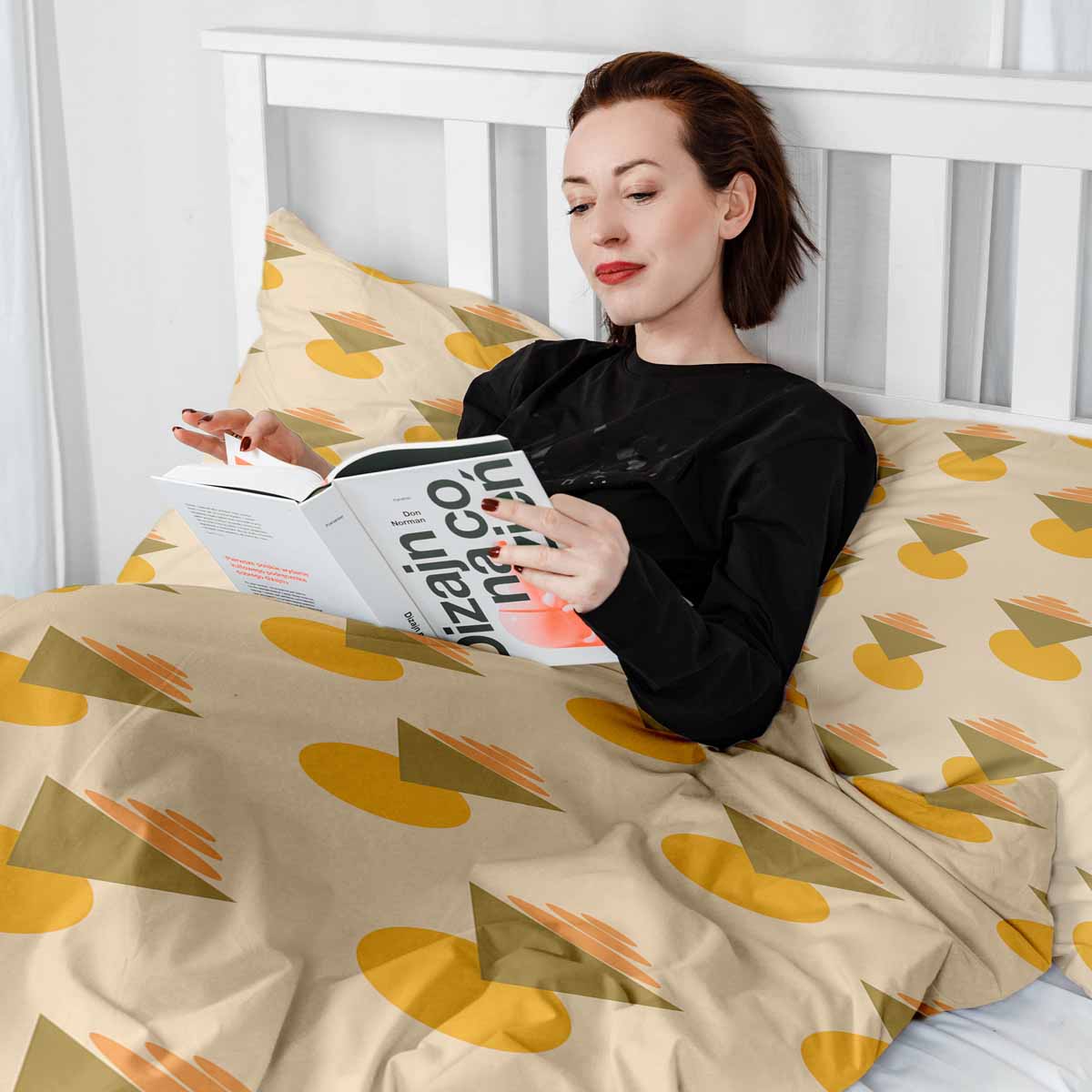 Therapiedekens beddengoedset met gele vormen