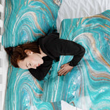 Originele therapiedeken - katoenen hoes marmer turquoise