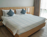 Therapiedekens Beddengoed Set Wit Blauw Geruit