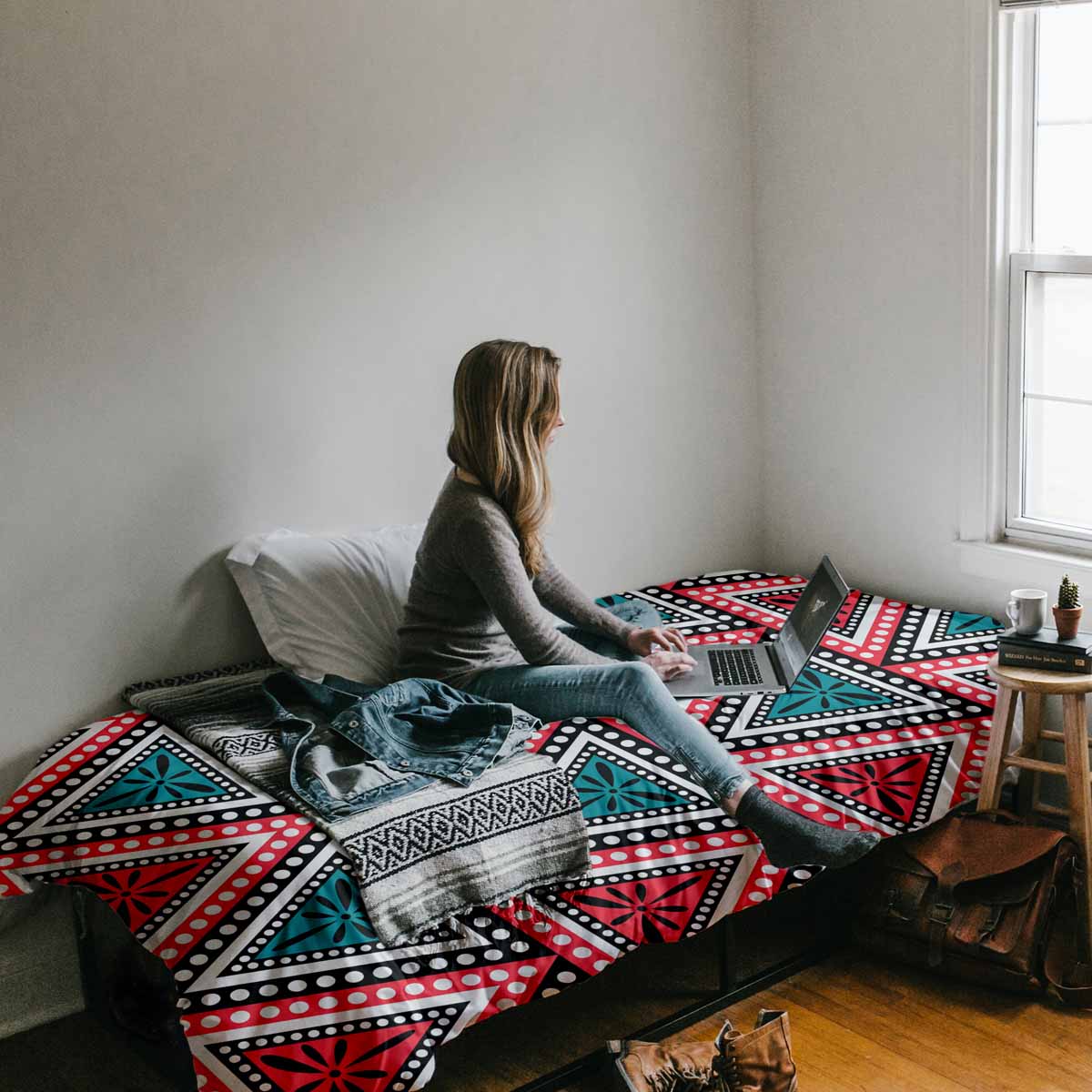 Original Therapiedecke - Baumwoll Bettwäsche Set mit bunten Dreiecken