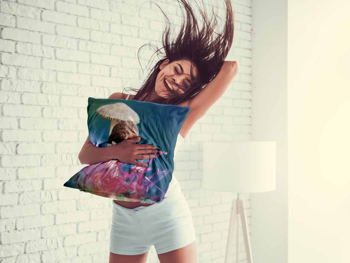 Gezondheidskussen met paddenstoel en slak