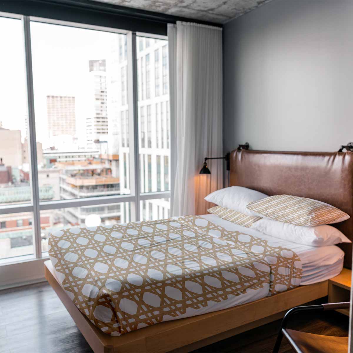 Therapiedekens beddengoed set wit met cirkels beige