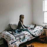 Originele therapiedeken - katoenen hoes wit met raceauto's