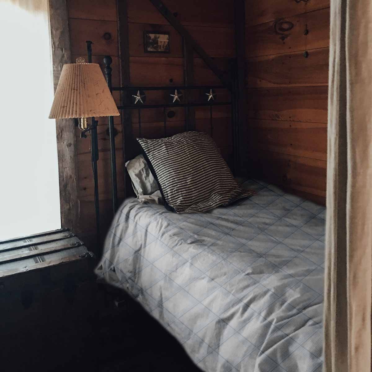 Original Therapiedecke - Baumwollbezug Weiß Blau Kariert